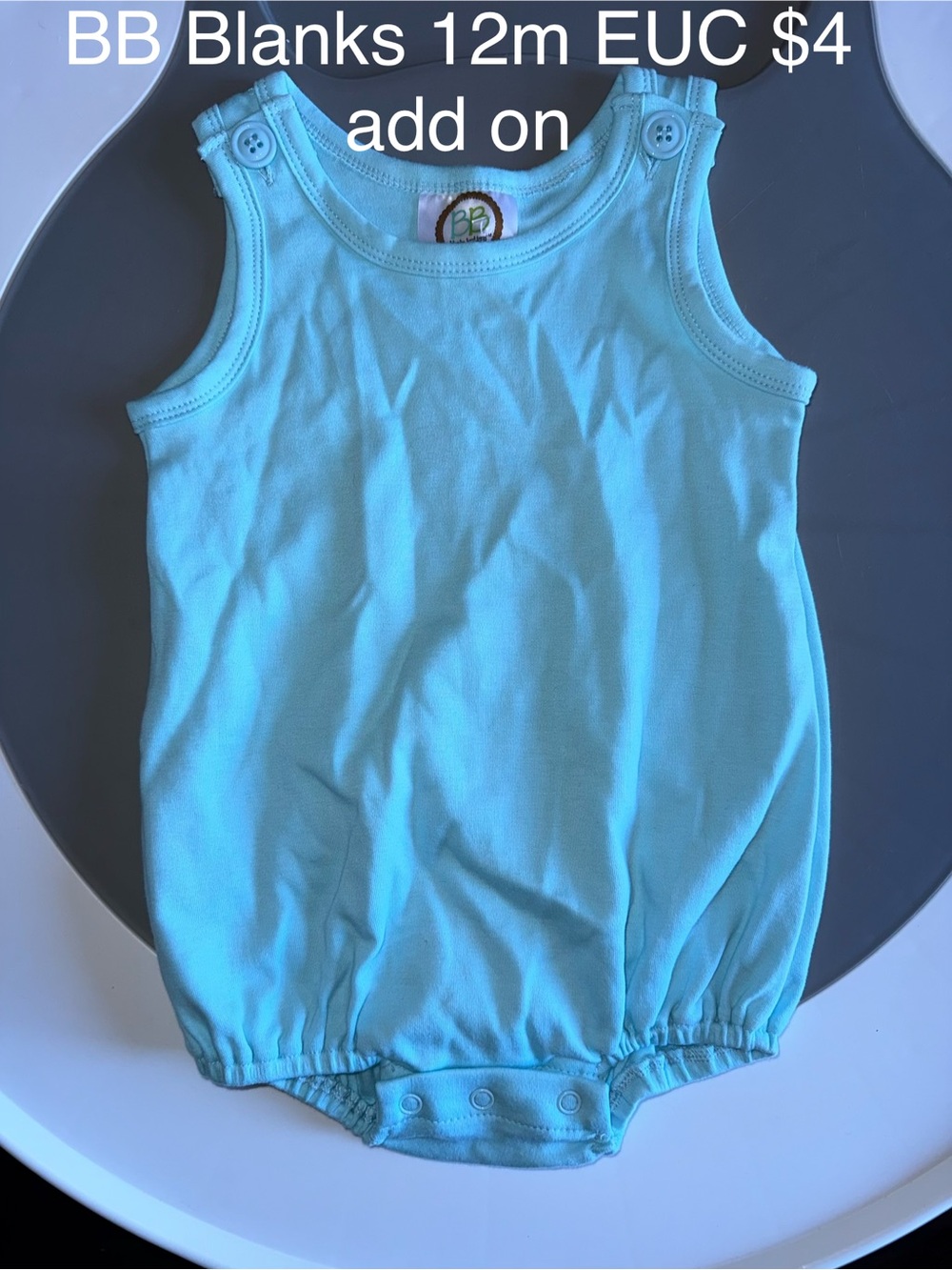 Blank Toddler Aqua Tank Romper - 12M